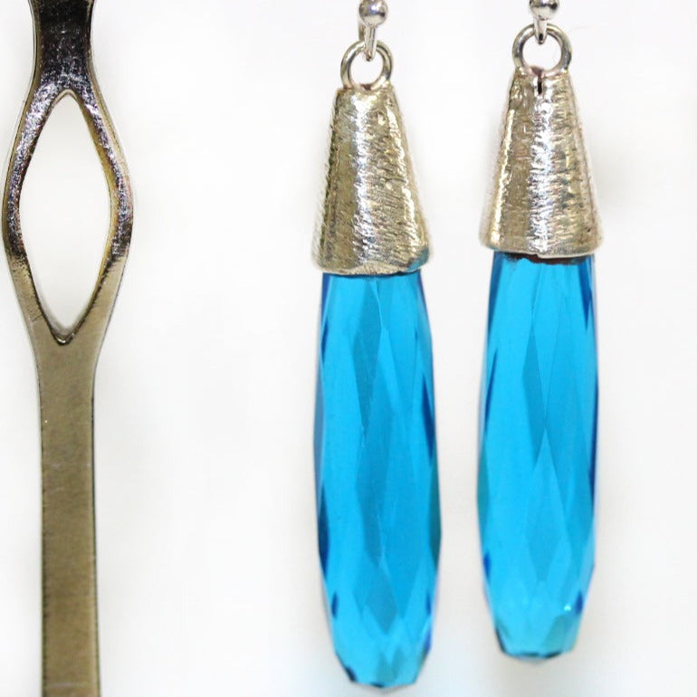 Blue Crystal Sterling Silver Earrings