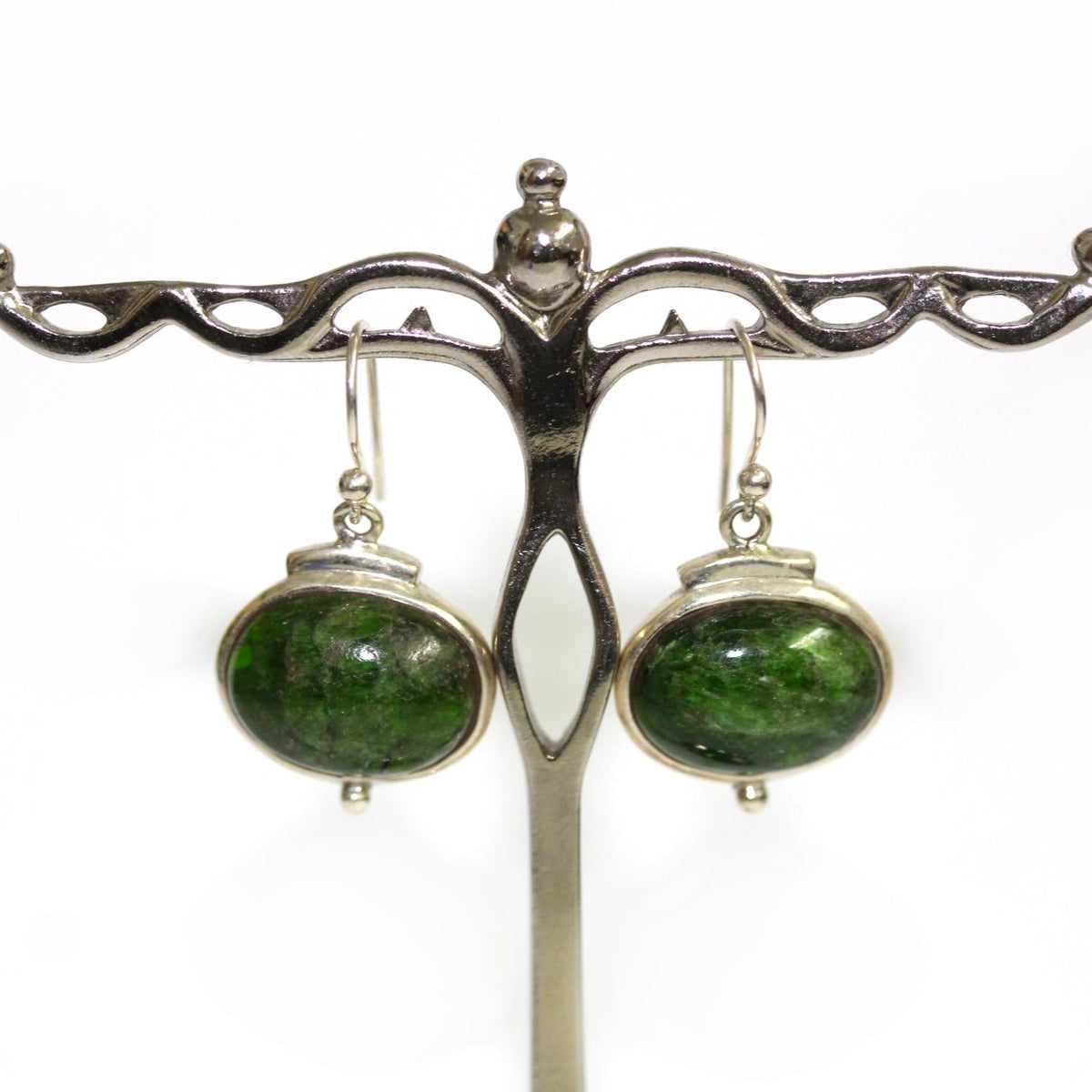 Sterling Silver Diopside Earrings