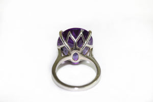 Large Oval Amethyst 9ct White Gold cocktail  Ring