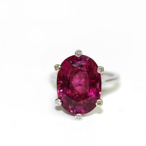 Rubellite Tourmaline Diamond Cocktail Ring