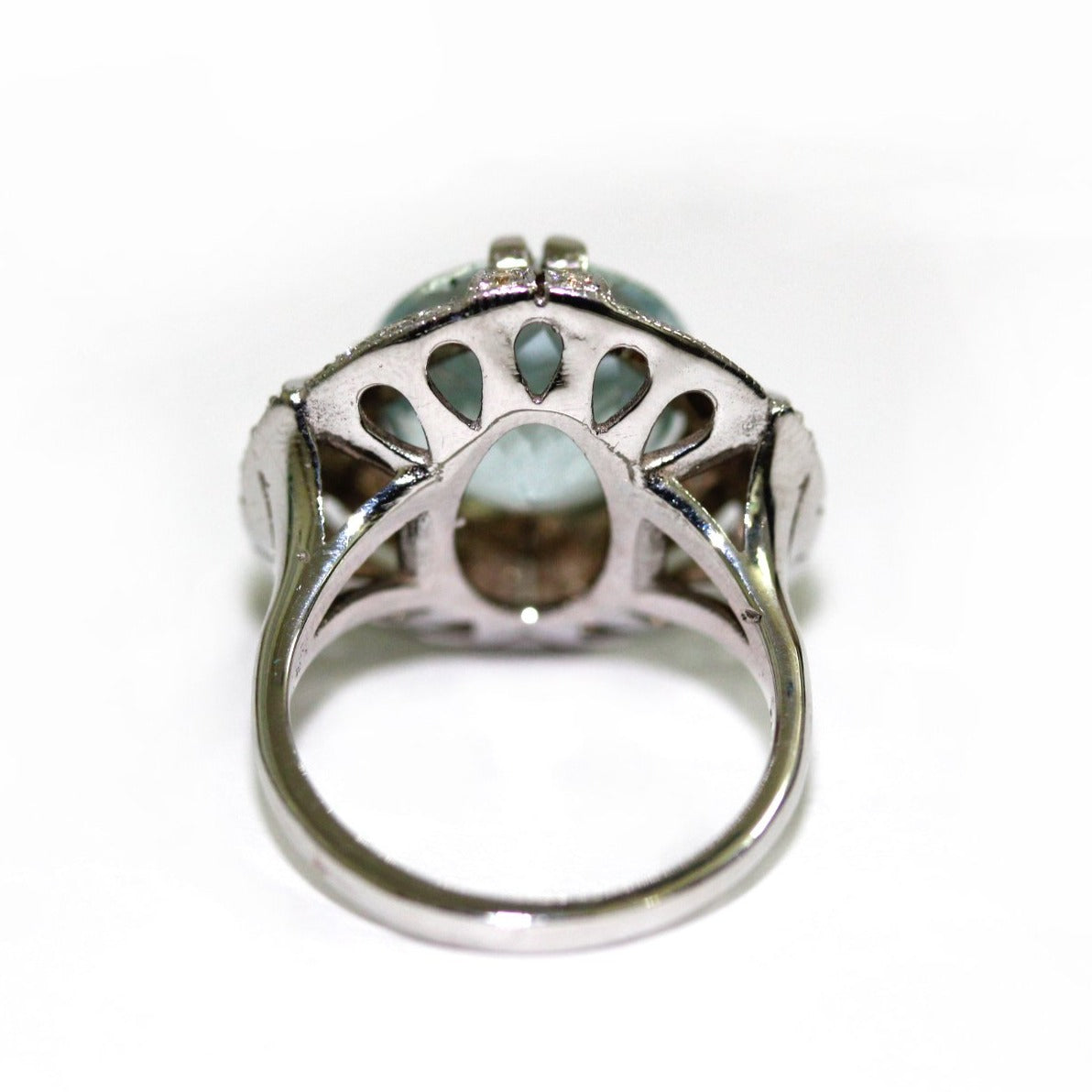 9ct White Gold Aquamarine and Diamond Cocktail Ring