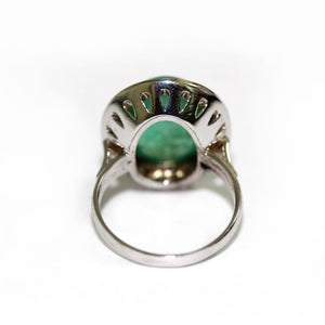 Cabochon Emerald and Diamond Cocktail Ring