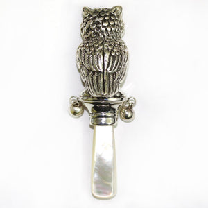 Sterling Silver Mother of Pearl Owl Rattle