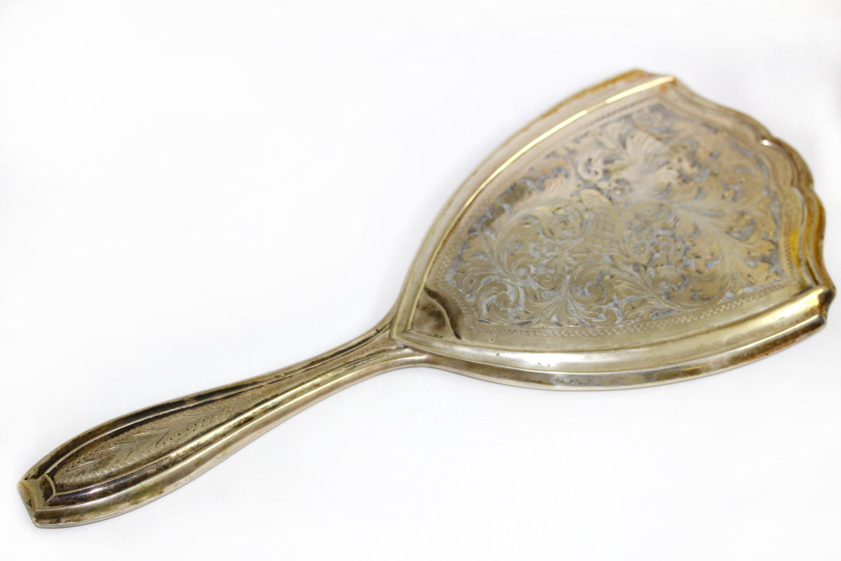 Antique Sterling Silver Engraved Hand Mirror