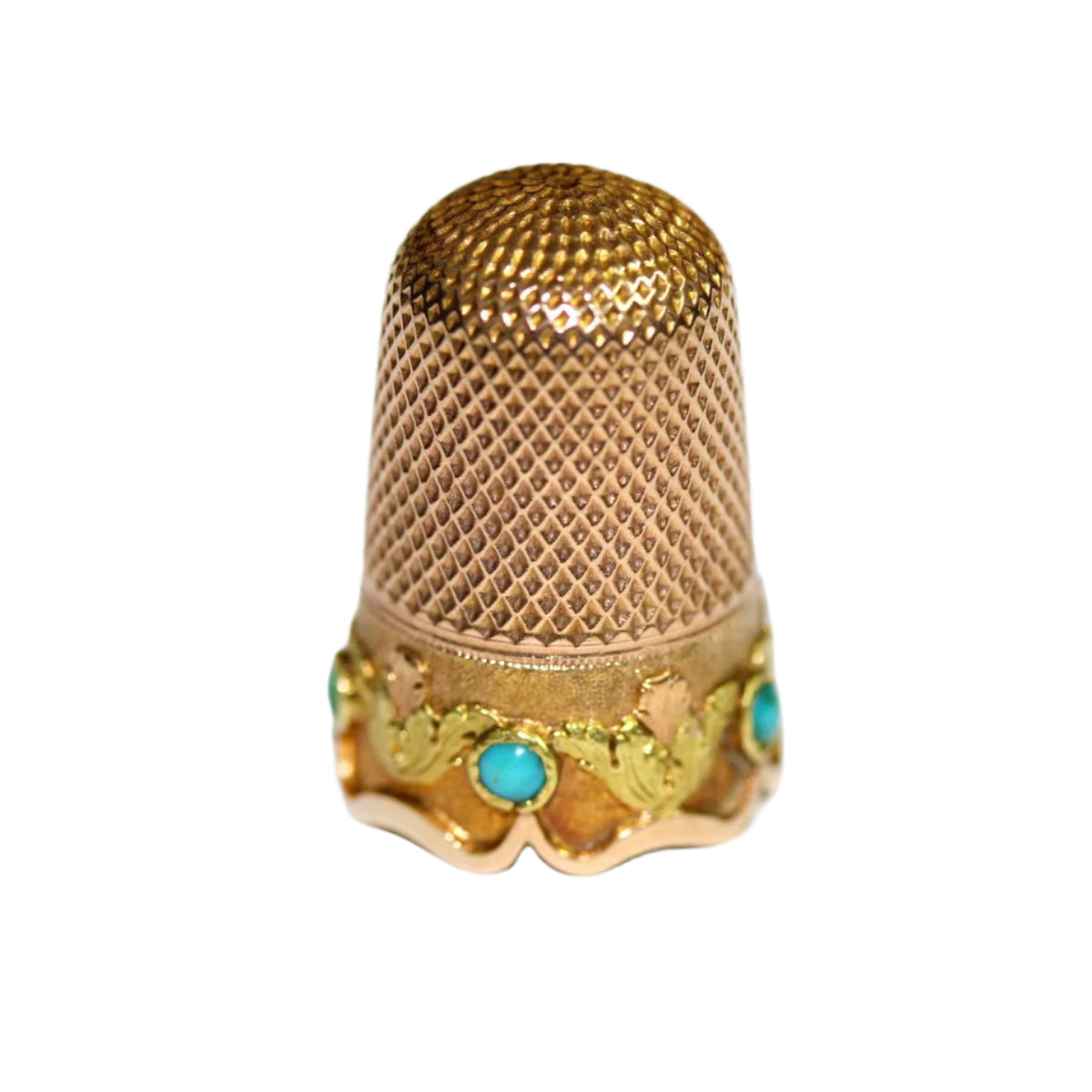 Antique 18ct Rose Gold Turquoise Thimble