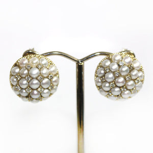 Pearl Diamond Pave set 9ct Gold Earrings