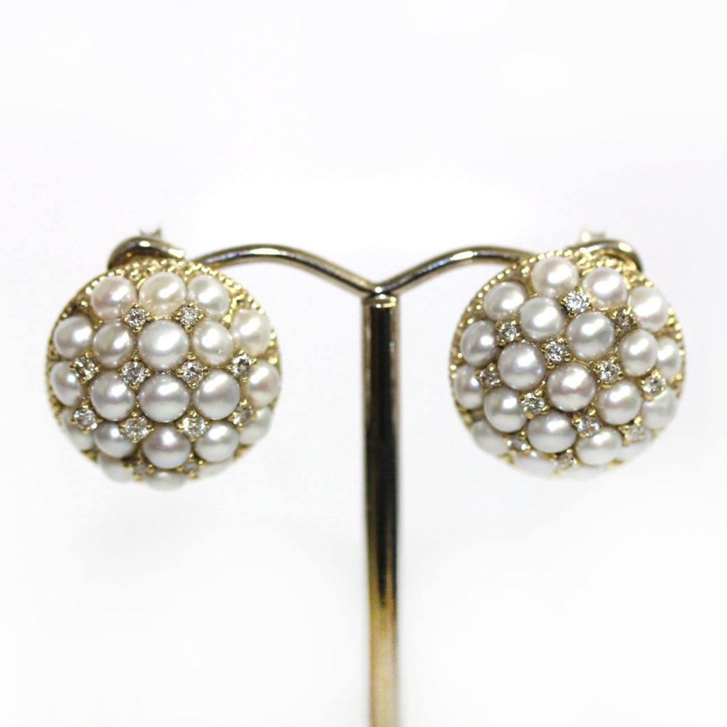 Pearl Diamond Pave set 9ct Gold Earrings