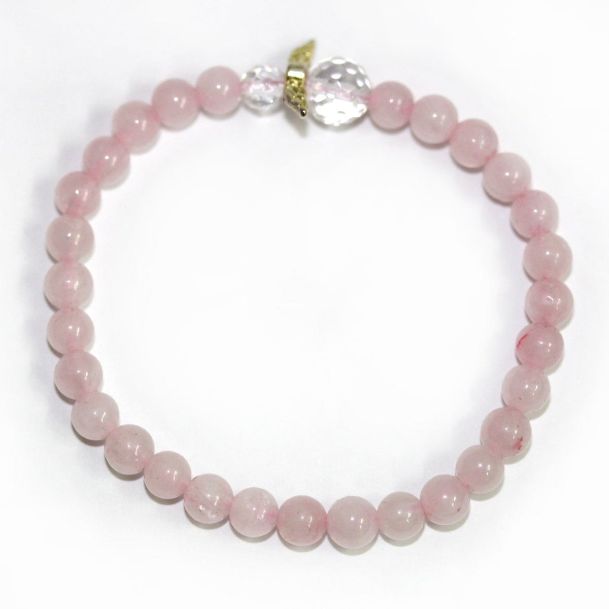 Rose Quartz Beaded Childrens Charm Bracelet