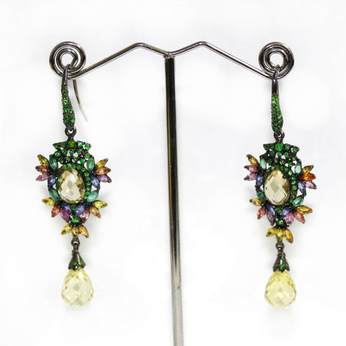 Tanzanite Diopside Citrine Tourmaline Amethyst Earrings