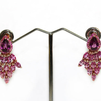 Sterling Silver Amethyst and Pink Tourmaline Drop Earrings