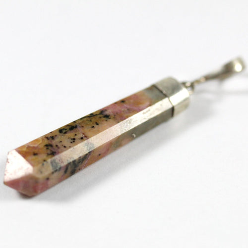 Sterling Silver Rhodanite Carved Pendant