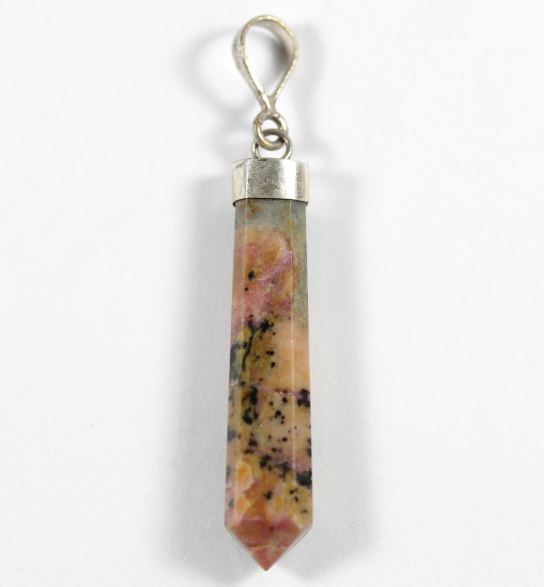 Sterling Silver Rhodanite Carved Pendant