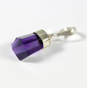Sterling Silver Amethyst Carved Pendant