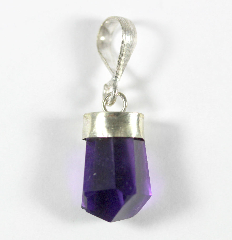 Sterling Silver Amethyst Carved Pendant