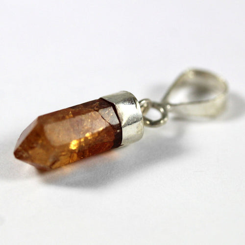 Sterling Silver Spessartite Garnet Carved Pendant