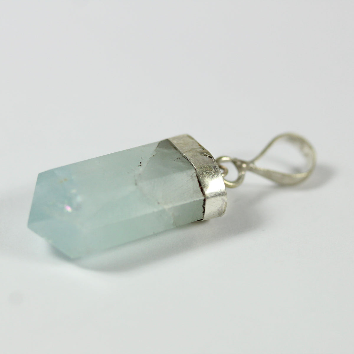Sterling Silver Aquamarine Carved Pendant