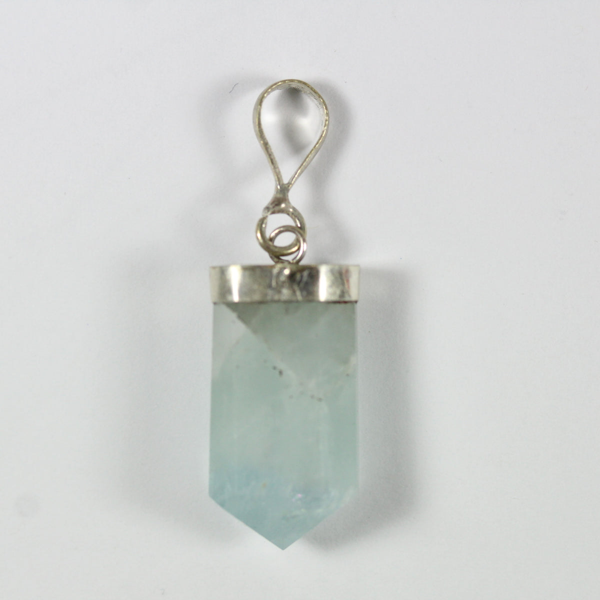 Sterling Silver Aquamarine Carved Pendant