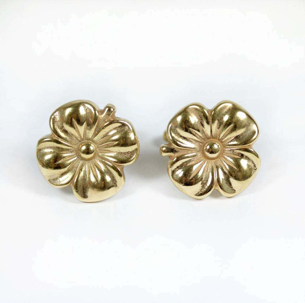 Sterling Silver Yellow Gold Plated Flower Cufflinks