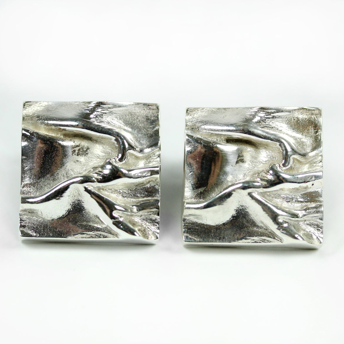 Sterling Silver Rippled Textured Cufflinks