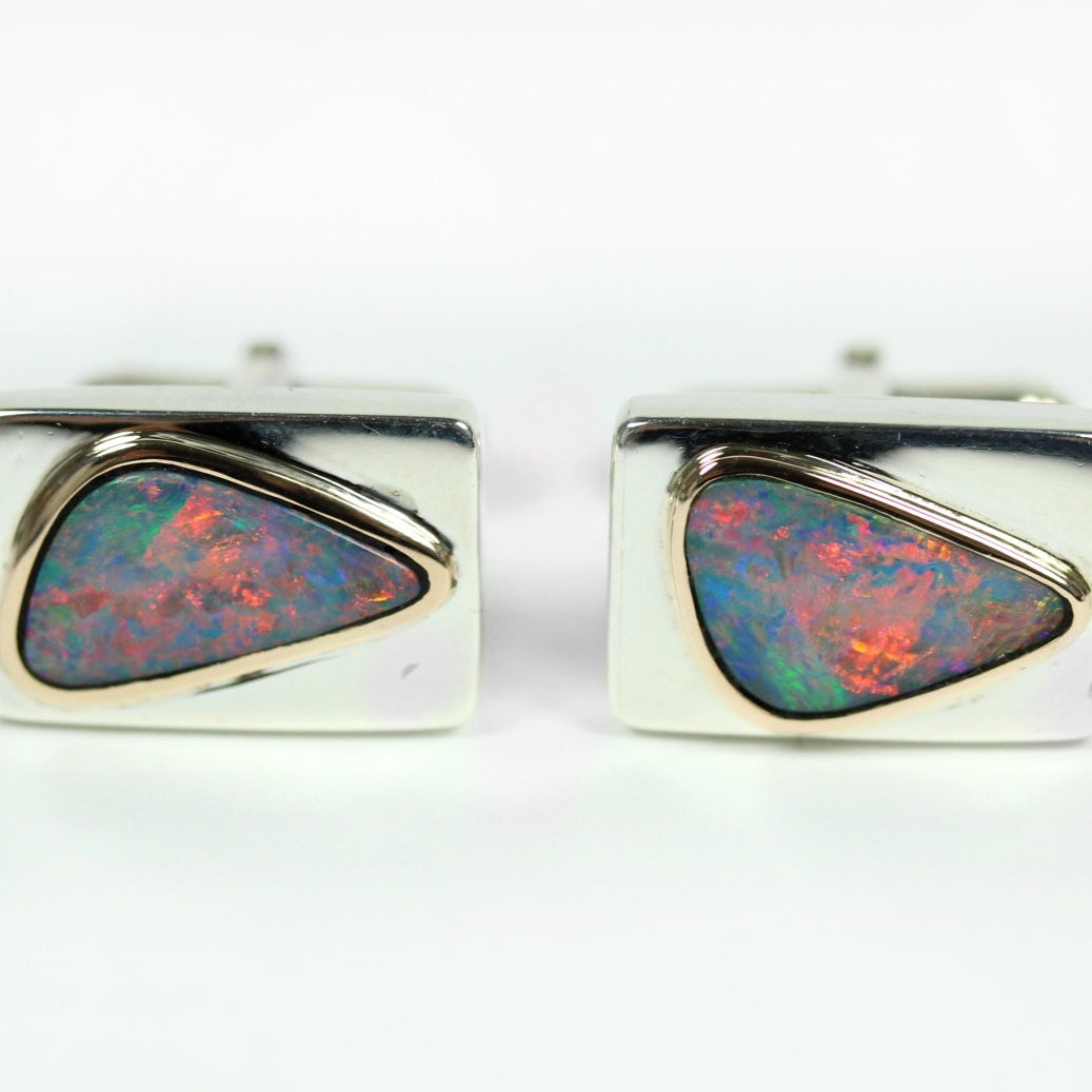 Sterling Silver Opal Cufflinks