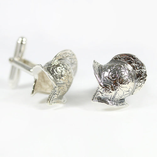 Sterling Silver Ancient Greek Helmet Cufflinks