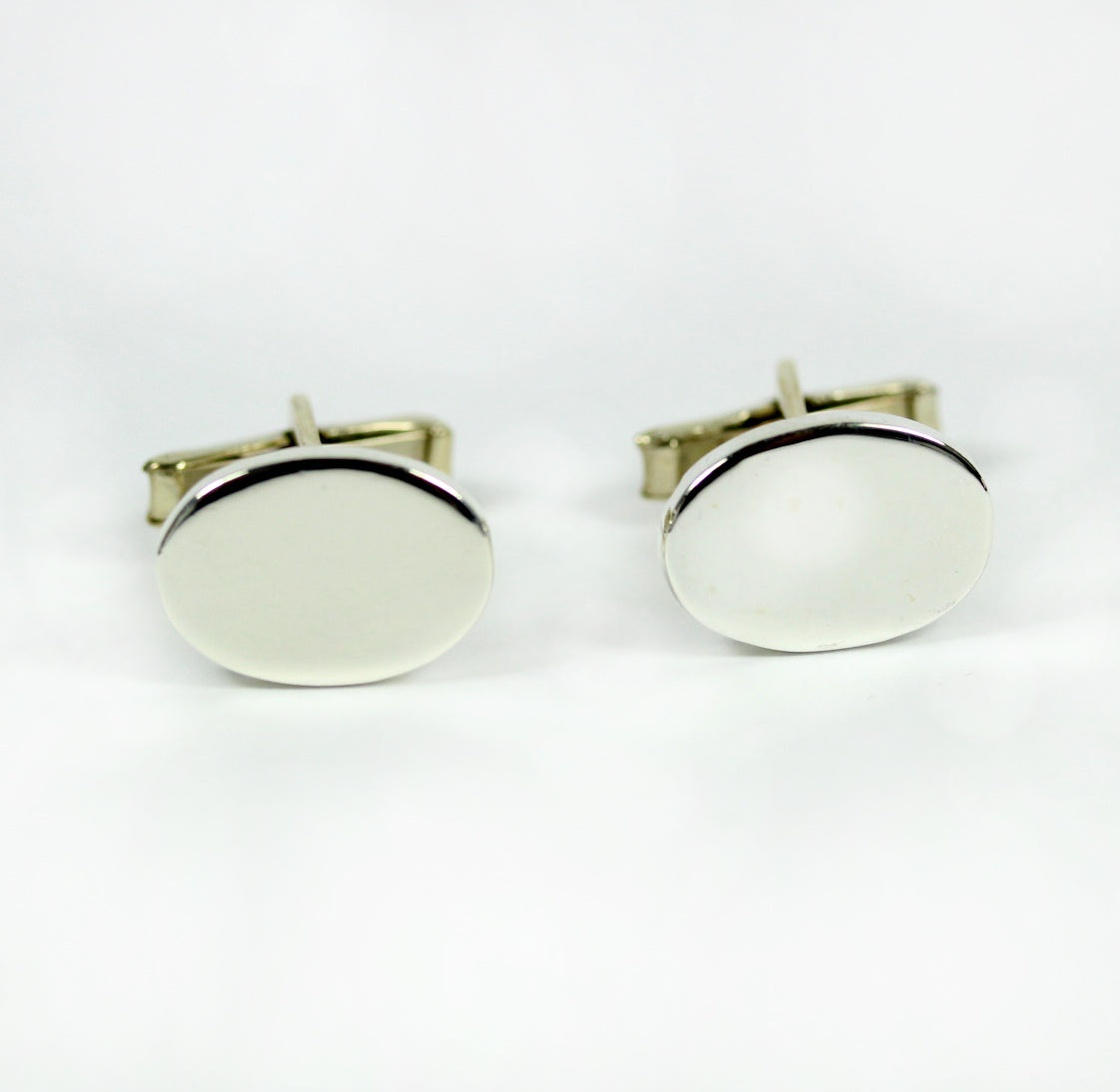 Sterling Silver Plain Oval Shaped Cufflinks