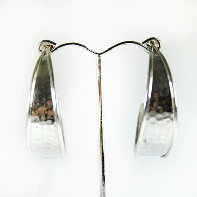 Sterling Silver Half Hoop Hammered Texture Stud Earrings