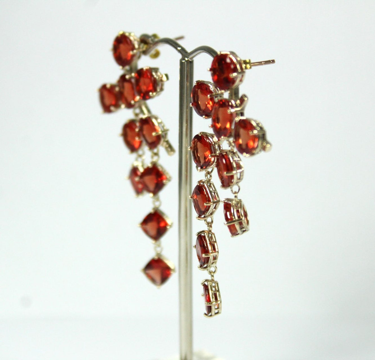 9ct Yellow Gold Red Andesine Drop Earrings