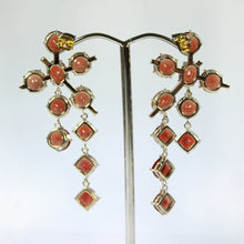 9ct Yellow Gold Red Andesine Drop Earrings