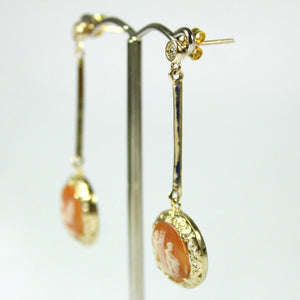 Conch Shell Cameo and Diamond Earrings