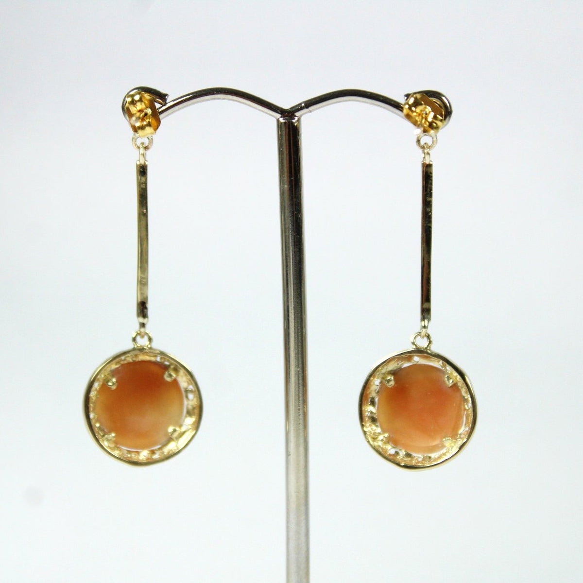Conch Shell Cameo and Diamond Earrings