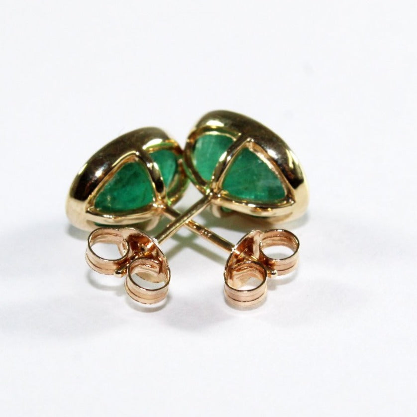 9ct Yellow Gold Emerald Stud Earrings