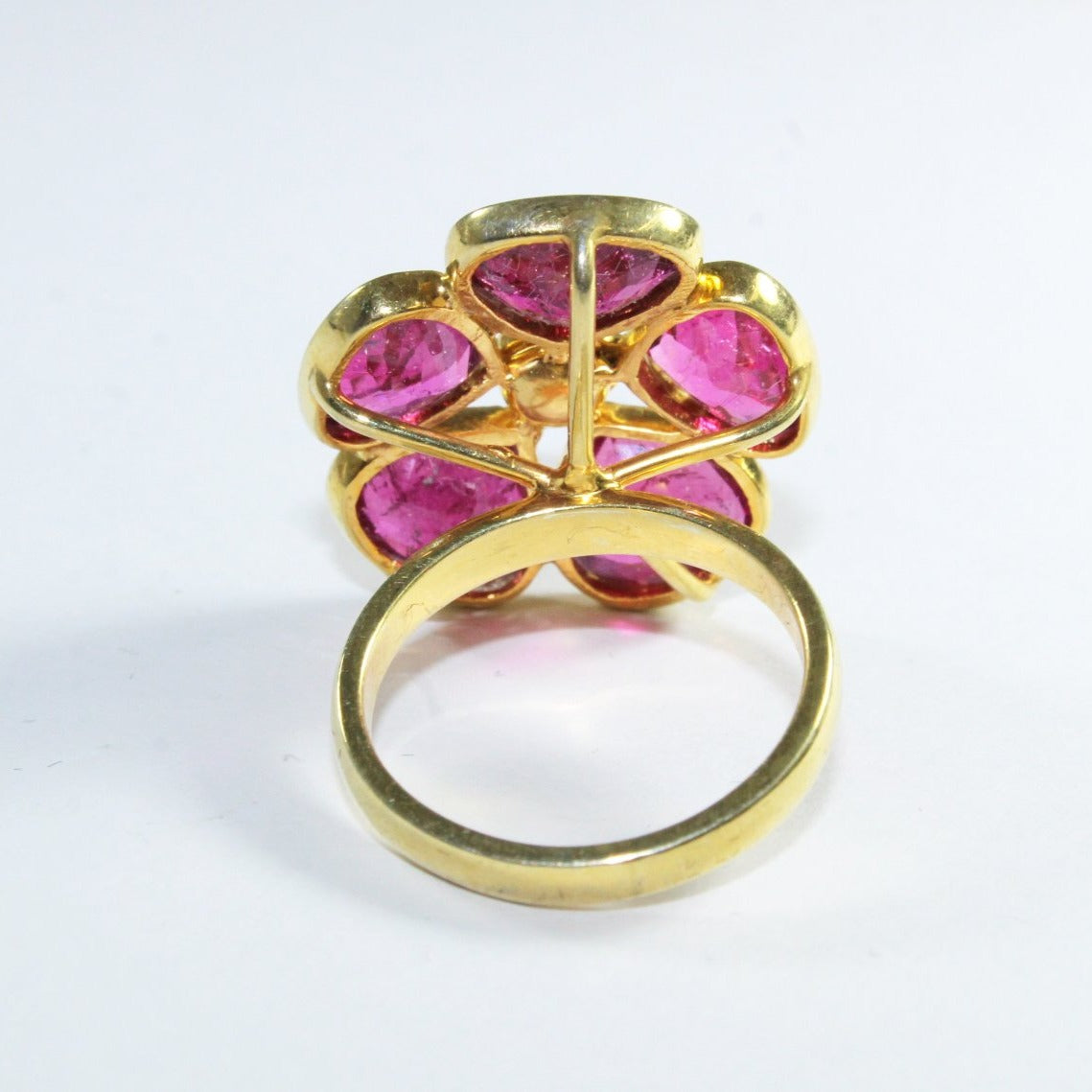 Sterling Silver Pink Tourmaline and Diamond Floral Dress Ring