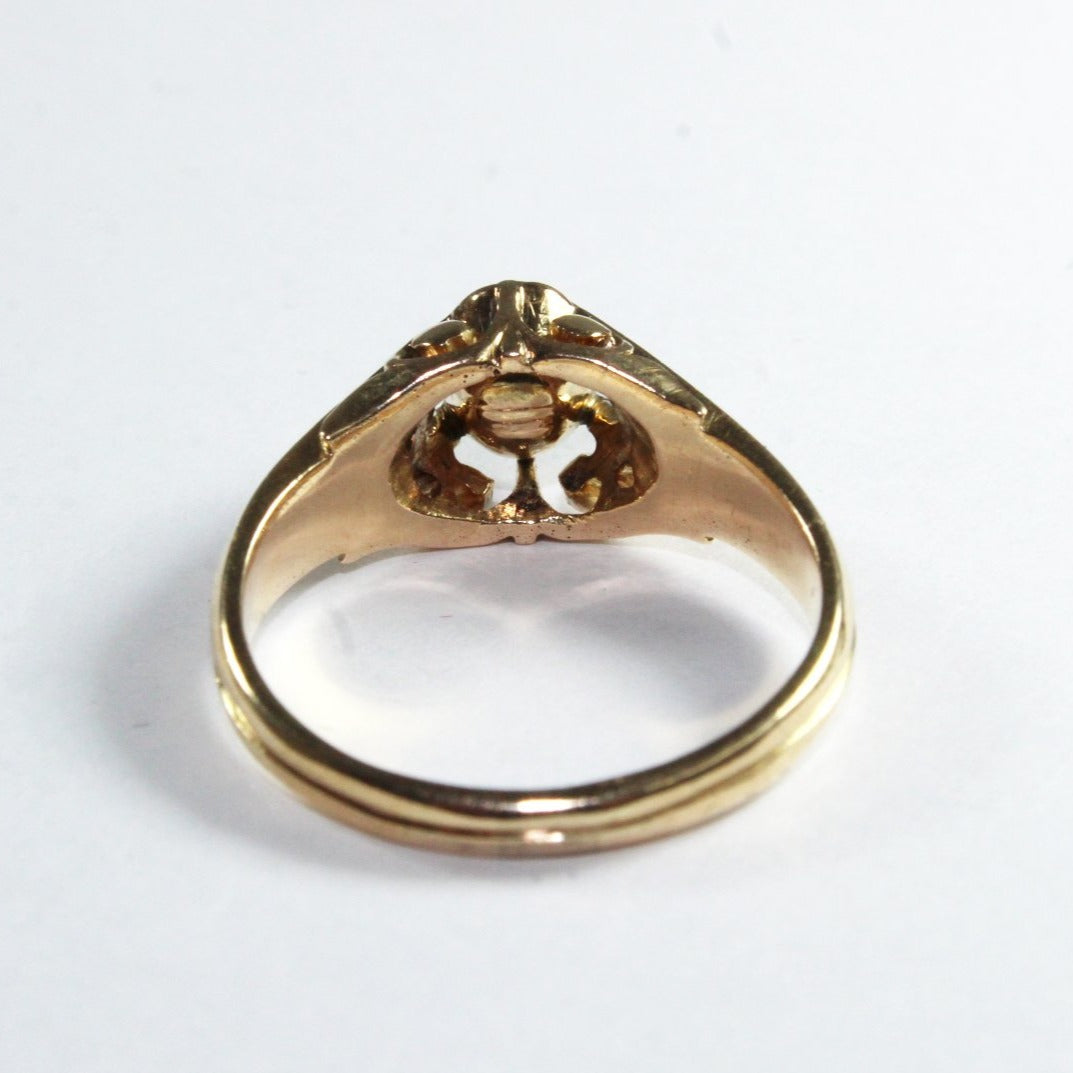 Antique 18ct Yellow Gold Oval Rose Cut Diamond Ring