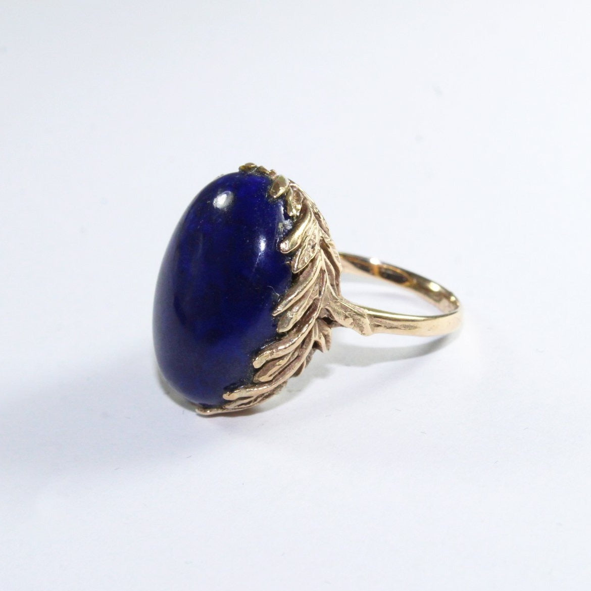Antique 9ct Yellow Gold Lapis Lazuli Dress Ring