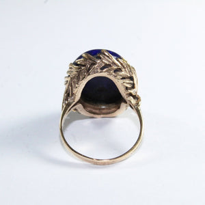Antique 9ct Yellow Gold Lapis Lazuli Dress Ring