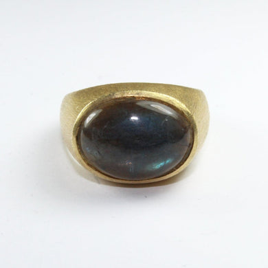 Sterling Silver Gold Plated Cabochon Labradorite Ring