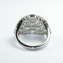 Sterling Silver Green Sapphire and Cubic Zirconia Dress Ring