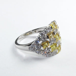 Sterling Silver Yellow Sapphire and Cubic Zirconia Dress Ring