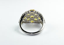 Sterling Silver Yellow Sapphire and Cubic Zirconia Dress Ring