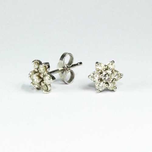 18ct White Gold Diamond Star Cluster Stud Earrings