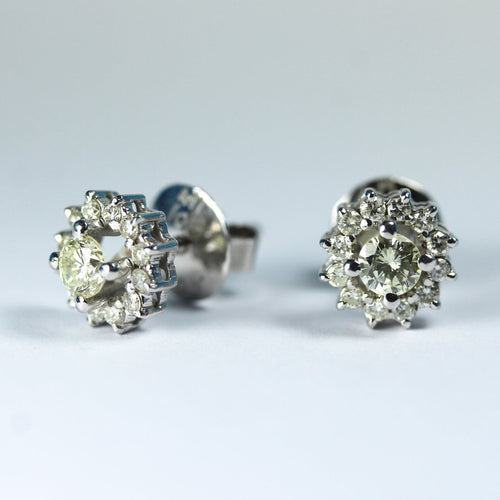 18ct White Gold Champagne Diamond Stud Earrings