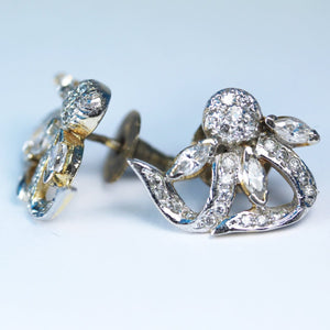 Antique 9ct White Gold Diamond Stud Earrings