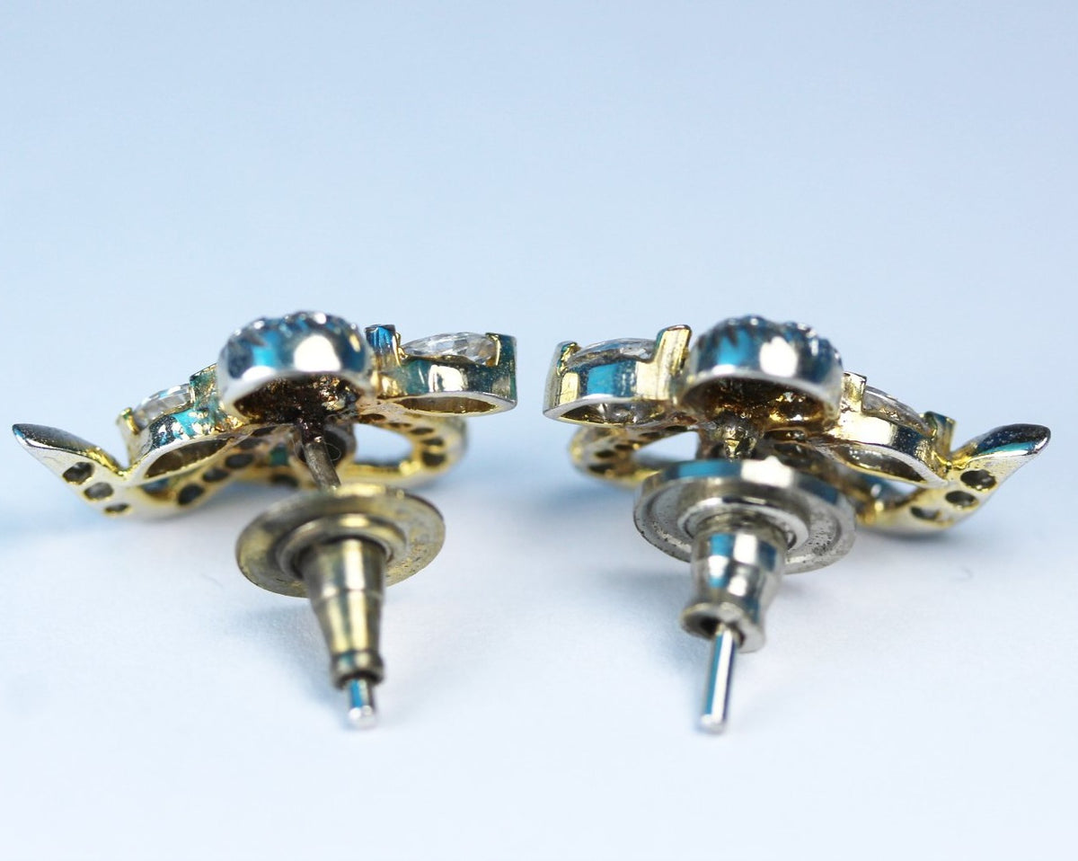 Antique 9ct White Gold Diamond Stud Earrings