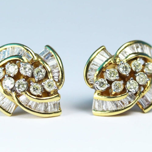 9ct Yellow Gold Fancy Cut Diamond Stud Earrings