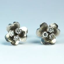 18ct White Gold Diamond Floral Stud Earrings