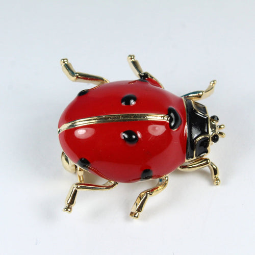 Sterling Silver Lady Bug Enamel Brooch