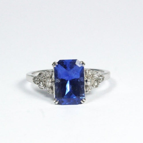 18ct White Gold Natural Blue Sapphire and Diamond Ring