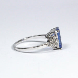 18ct White Gold Natural Blue Sapphire and Diamond Ring
