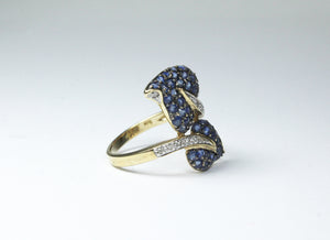10ct Yellow Gold Sapphire and Diamond Cocktail Ring